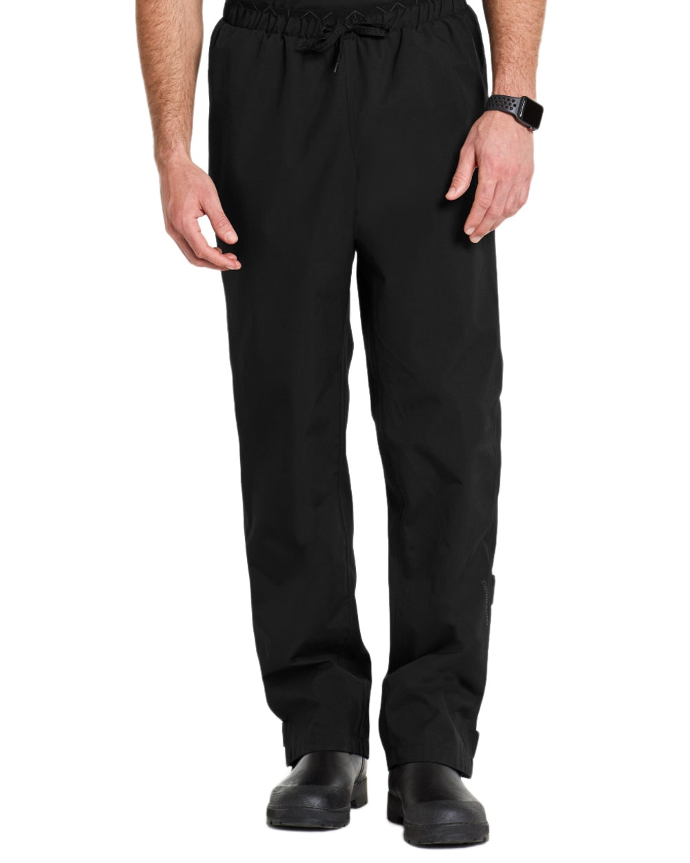 Black coloured Didriksons Mens Grit Rain Pants on white background 