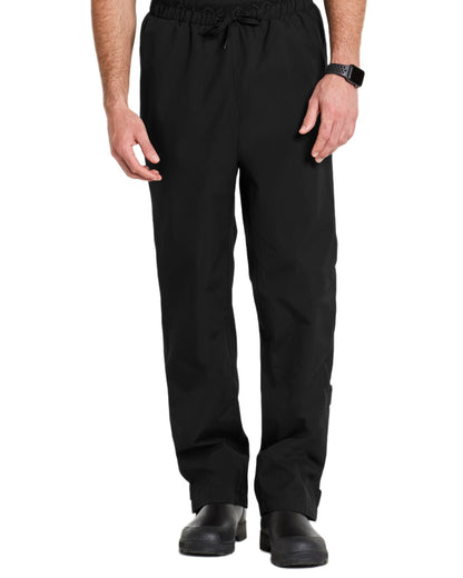 Black coloured Didriksons Mens Grit Rain Pants on white background 