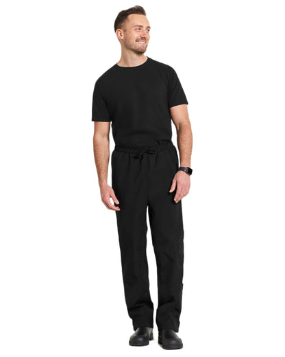 Black coloured Didriksons Mens Grit Rain Pants on white background 
