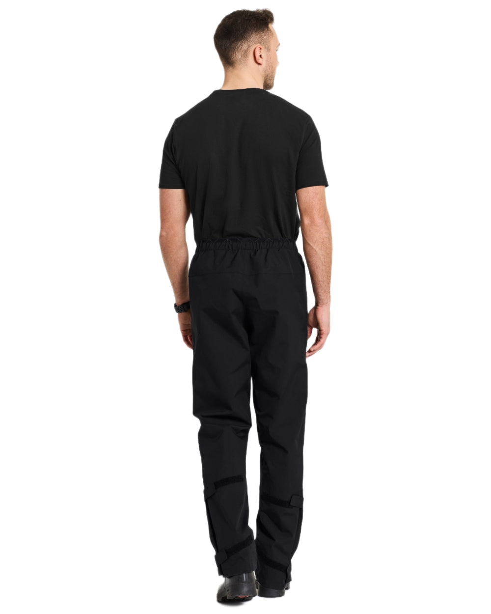 Black coloured Didriksons Mens Grit Rain Pants on white background 