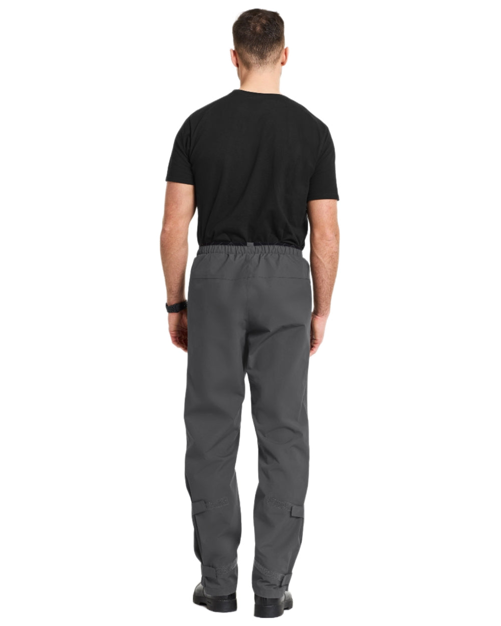 Coal Black coloured Didriksons Mens Grit Rain Pants on white background 