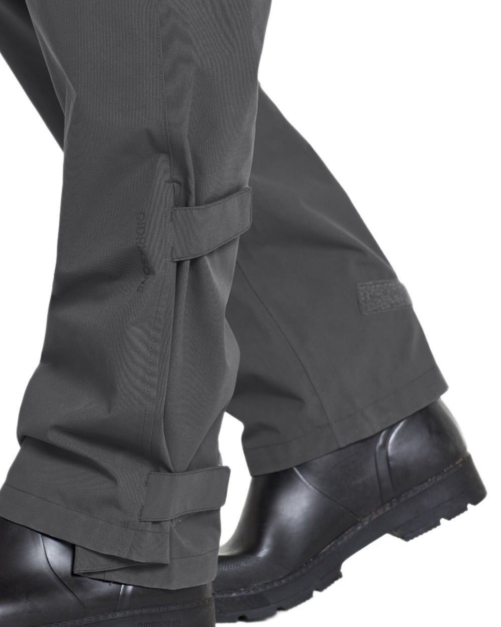 Coal Black coloured Didriksons Mens Grit Rain Pants on white background 