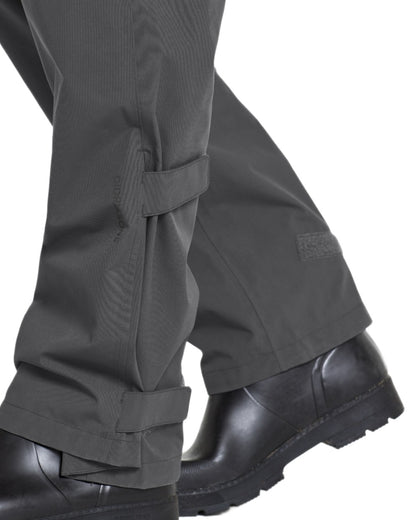 Coal Black coloured Didriksons Mens Grit Rain Pants on white background 