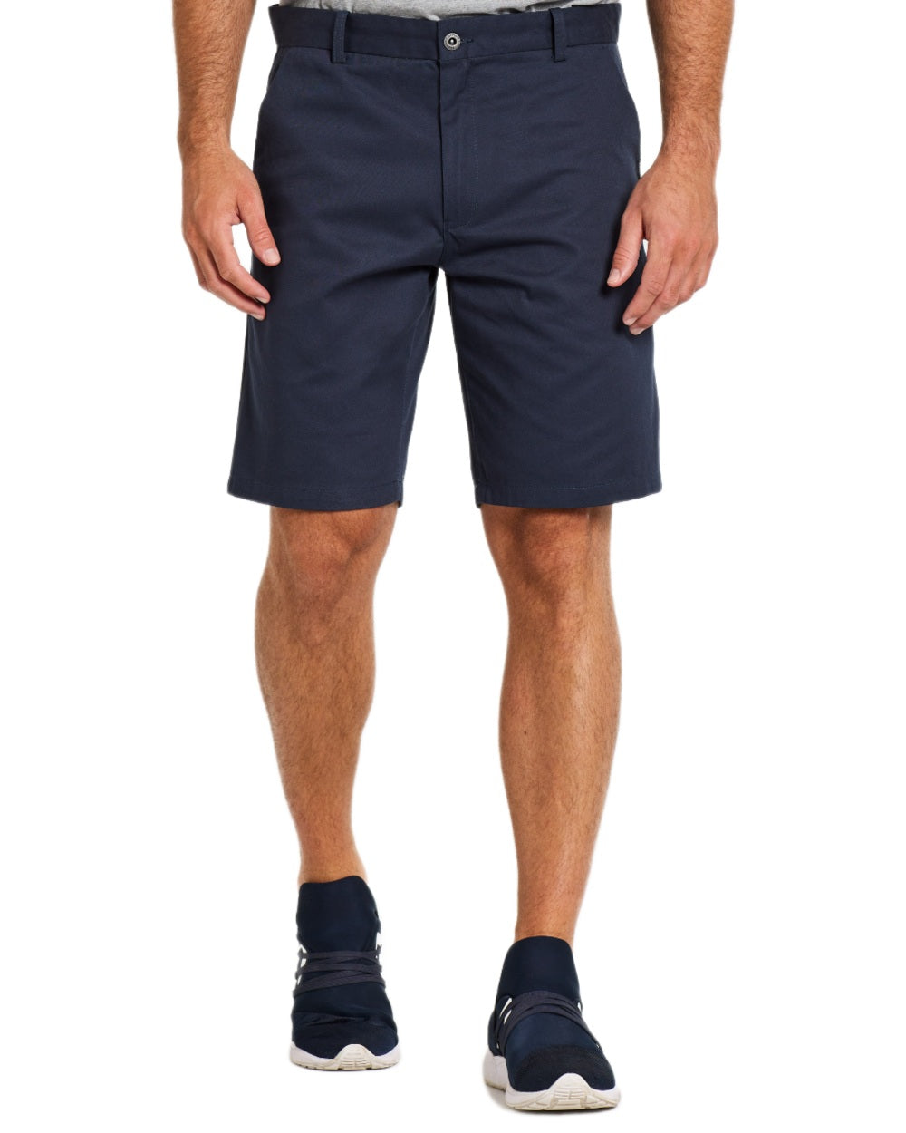Navy coloured Didriksons Mens Hakon Shorts on white background 