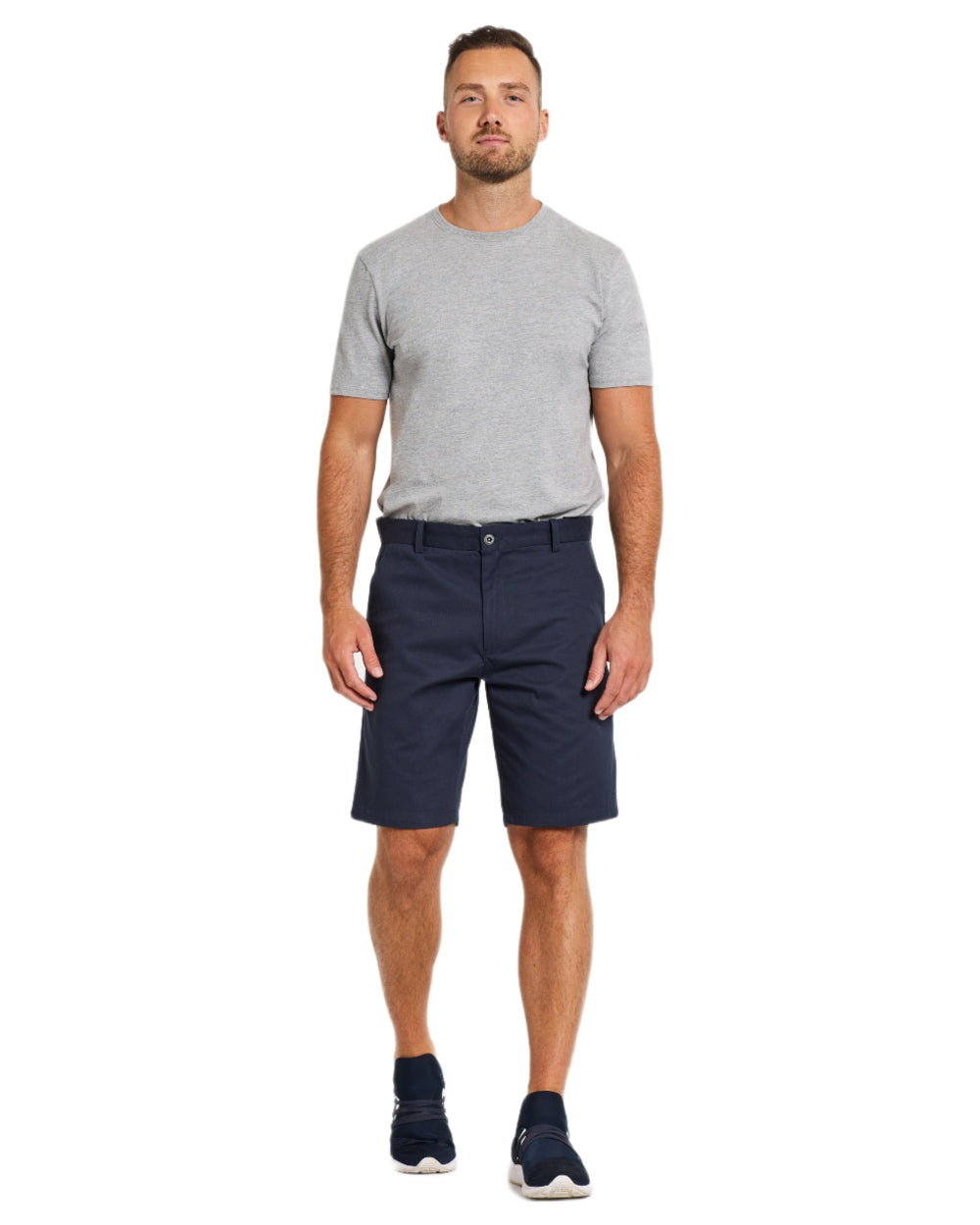 Navy coloured Didriksons Mens Hakon Shorts on white background 