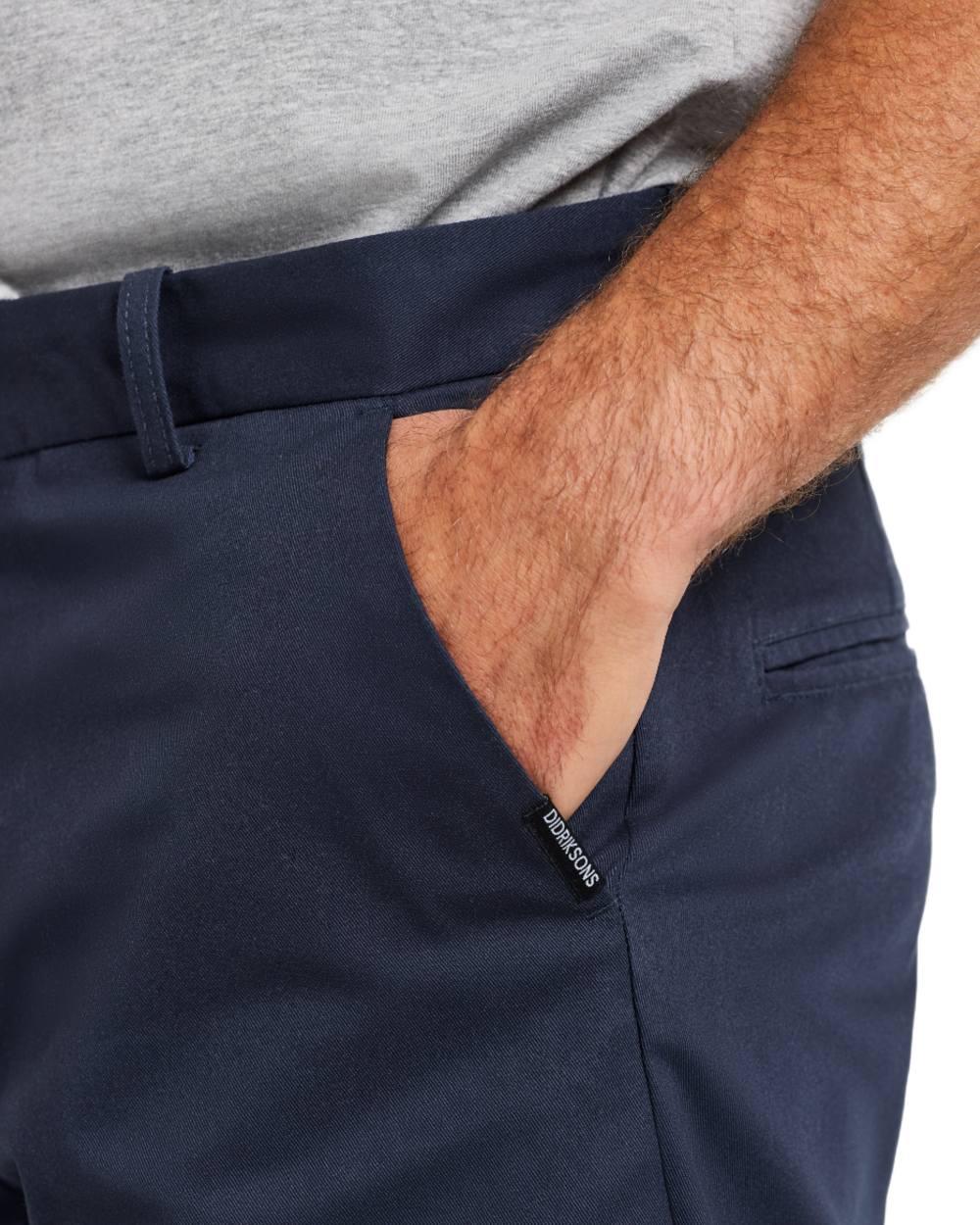 Navy coloured Didriksons Mens Hakon Shorts on white background 