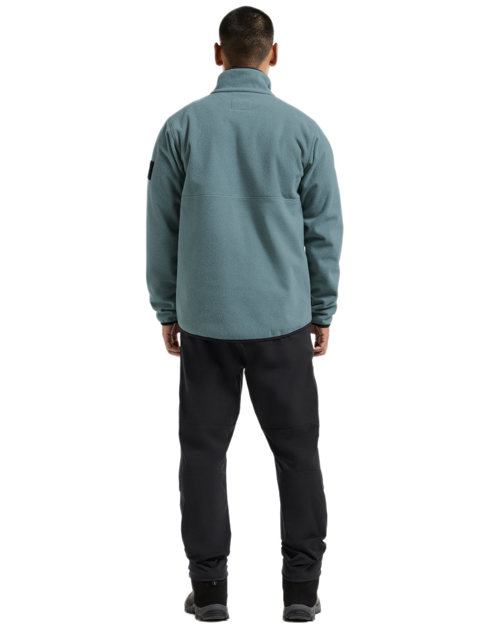 Factory Blue coloured Didriksons Mens Hannes Half Zip Sweater on white background 
