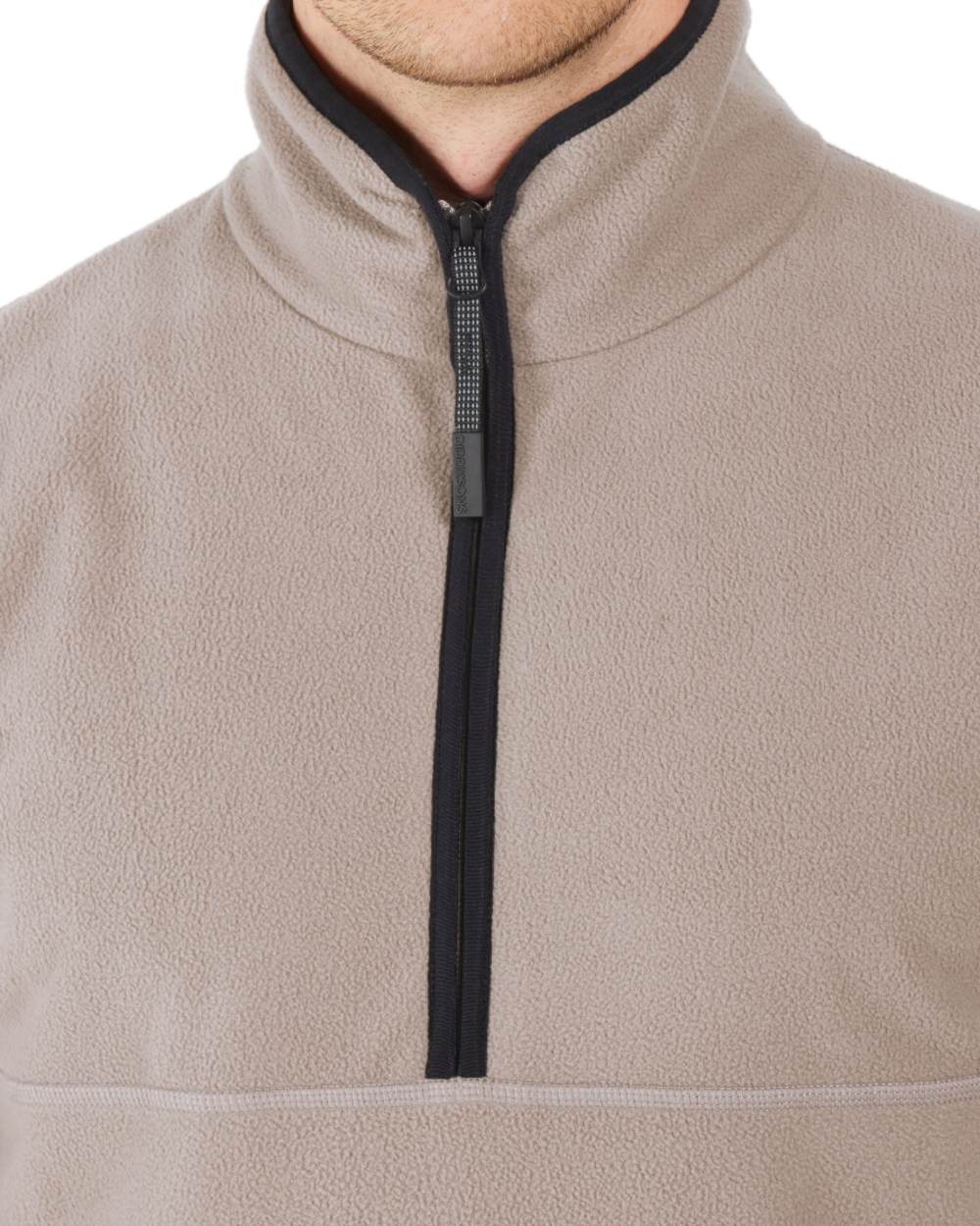 Ash Brown coloured Didriksons Mens Hannes Half Zip Sweater on white background 