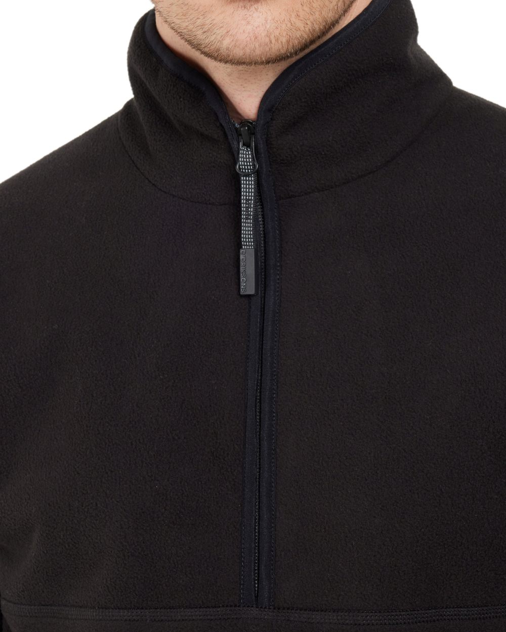 Black coloured Didriksons Mens Hannes Half Zip Sweater on white background 