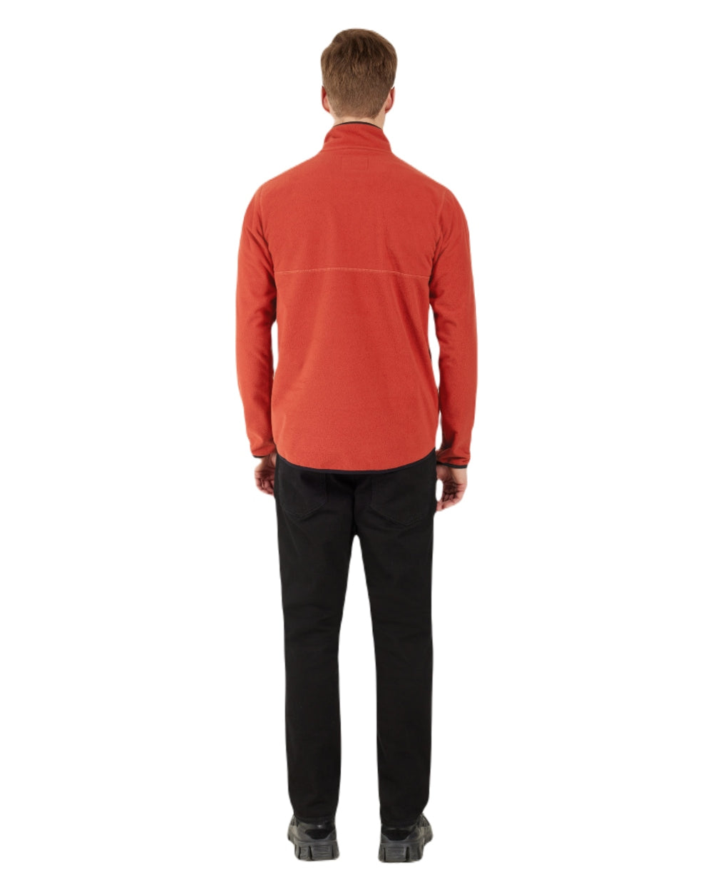 Ochre Red coloured Didriksons Mens Hannes Half Zip Sweater on white background 