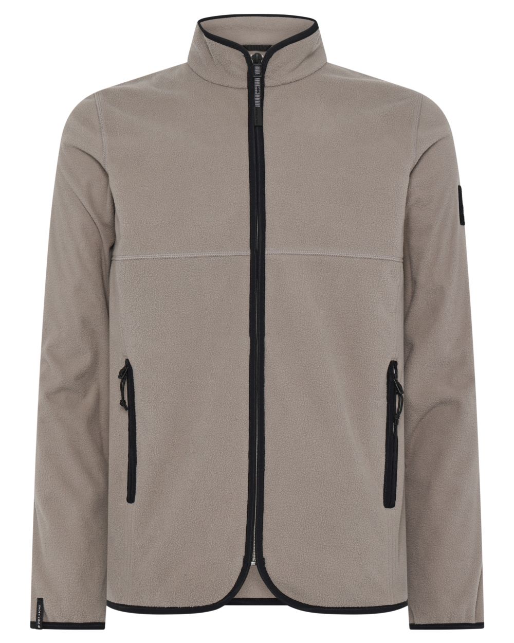 Ash Brown coloured Didriksons Mens Hans Windproof Full Zip Fleece on white background 