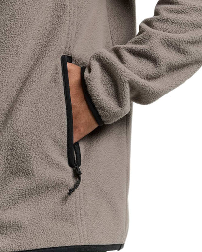 Ash Brown coloured Didriksons Mens Hans Windproof Full Zip Fleece on white background 