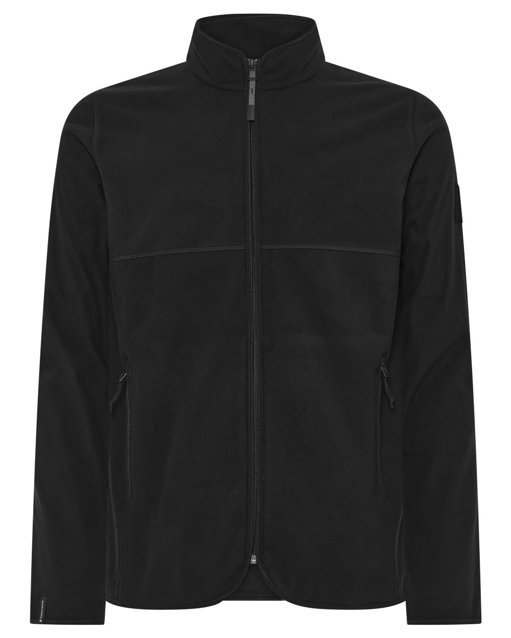 Black coloured Didriksons Mens Hans Windproof Full Zip Fleece on white background 