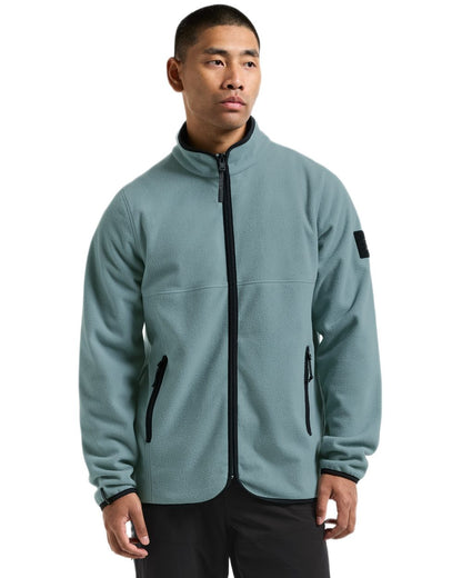 Factory Blue coloured Didriksons Mens Hans Windproof Full Zip Fleece on white background 