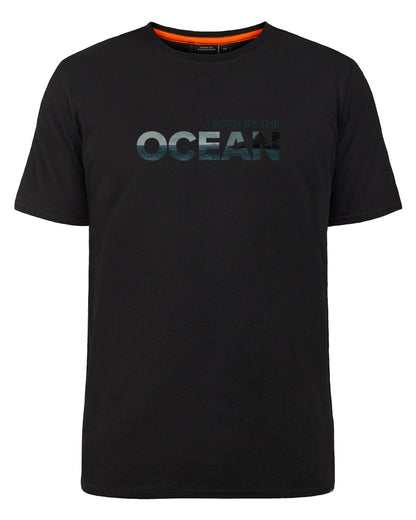 Black coloured Didriksons Mens Harald Ocean T-Shirt on white background 