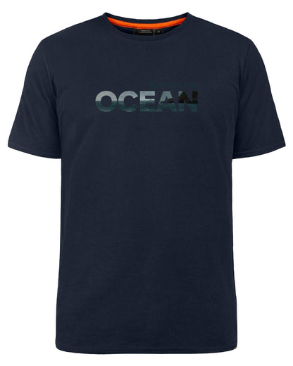 Dark Night Blue coloured Didriksons Mens Harald Ocean T-Shirt on white background 