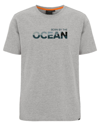 Grey Melange coloured Didriksons Mens Harald Ocean T-Shirt on white background 