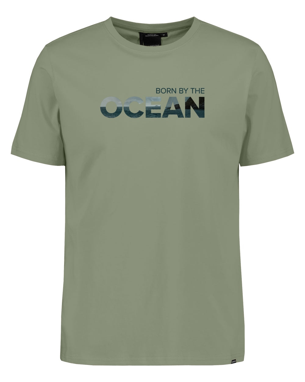 Light Moss coloured Didriksons Mens Harald Ocean T-Shirt on white background 