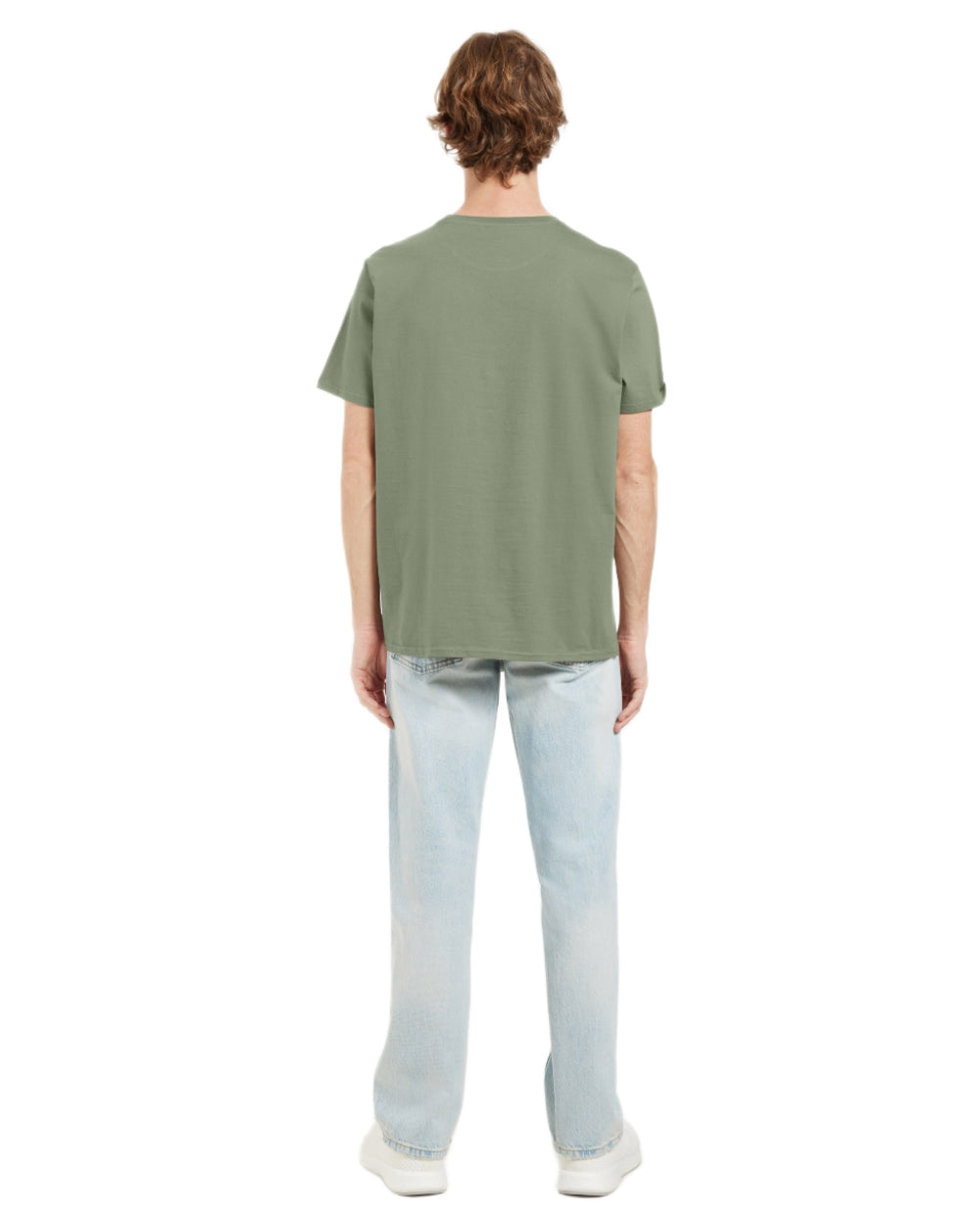 Light Moss coloured Didriksons Mens Harald Ocean T-Shirt on white background 