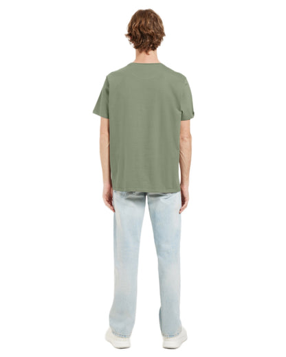 Light Moss coloured Didriksons Mens Harald Ocean T-Shirt on white background 