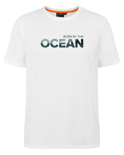 Snow White coloured Didriksons Mens Harald Ocean T-Shirt on white background 