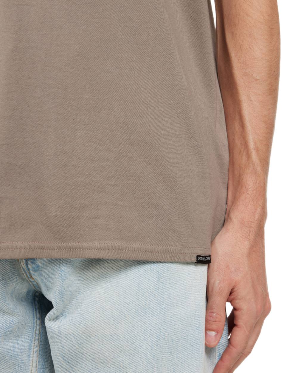 Ash Brown coloured Didriksons Mens Harald T-Shirt on white background 