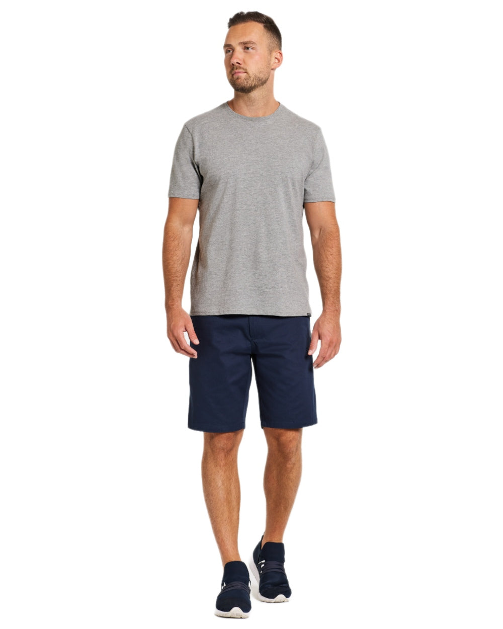 Grey Melange coloured Didriksons Mens Harald T-Shirt on white background 