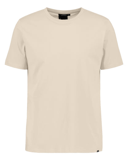Light Beige coloured Didriksons Mens Harald T-Shirt on white background 