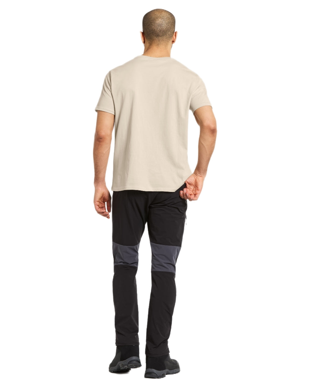 Light Beige coloured Didriksons Mens Harald T-Shirt on white background 