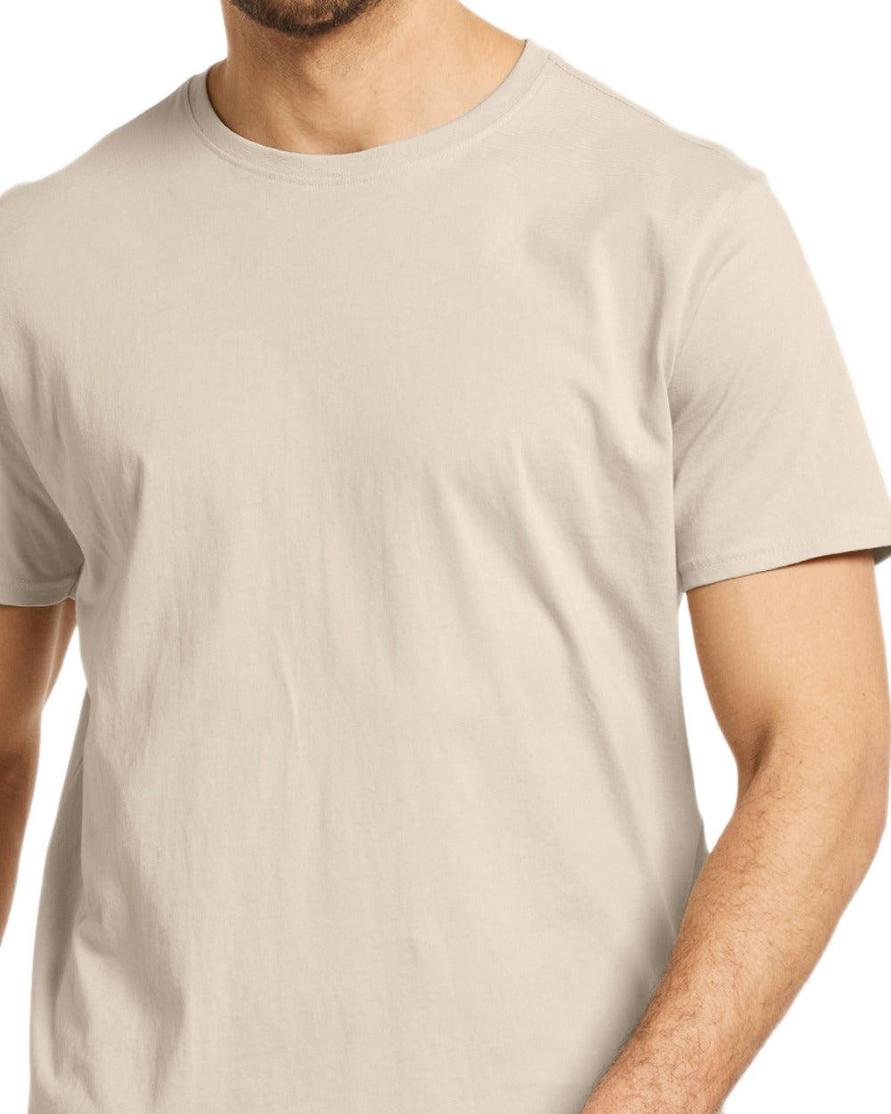 Light Beige coloured Didriksons Mens Harald T-Shirt on white background 