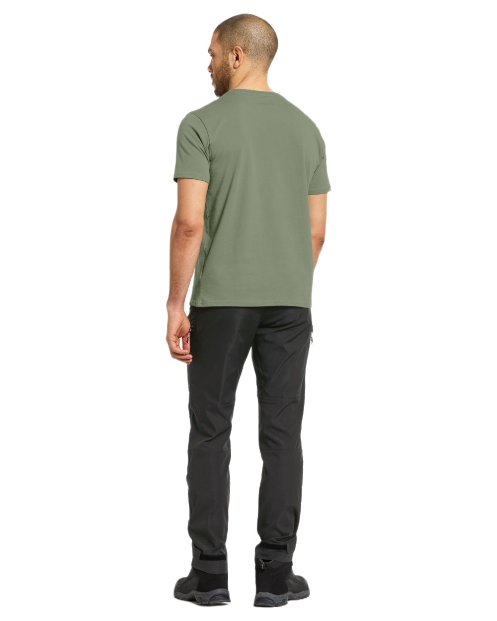 Light Moss coloured Didriksons Mens Harald T-Shirt on white background 