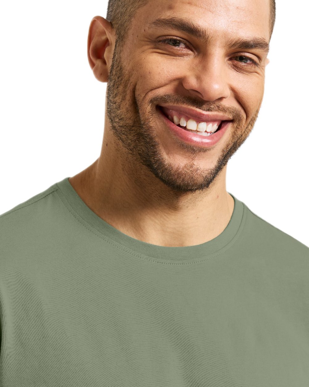 Light Moss coloured Didriksons Mens Harald T-Shirt on white background 