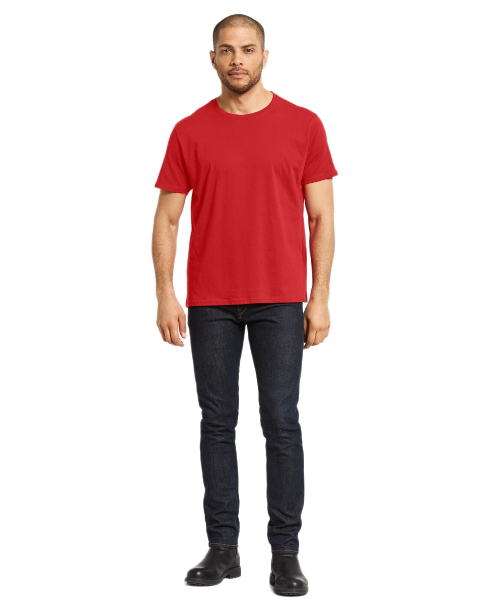 Pomme Red coloured Didriksons Mens Harald T-Shirt on white background 
