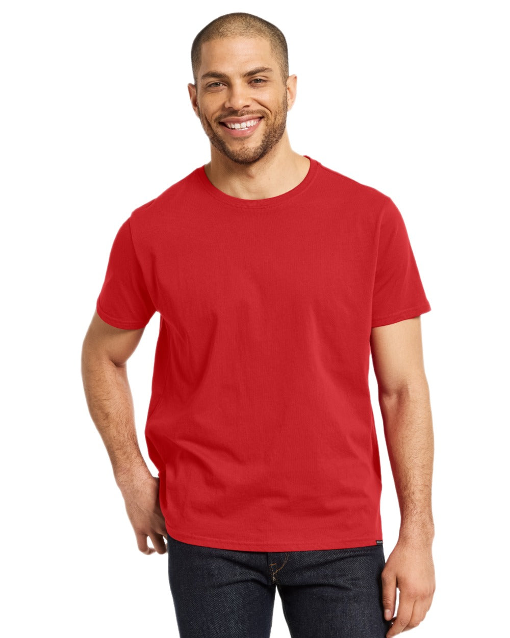 Pomme Red coloured Didriksons Mens Harald T-Shirt on white background 