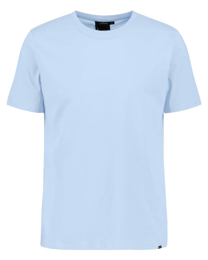 Sea Blue coloured Didriksons Mens Harald T-Shirt on white background 