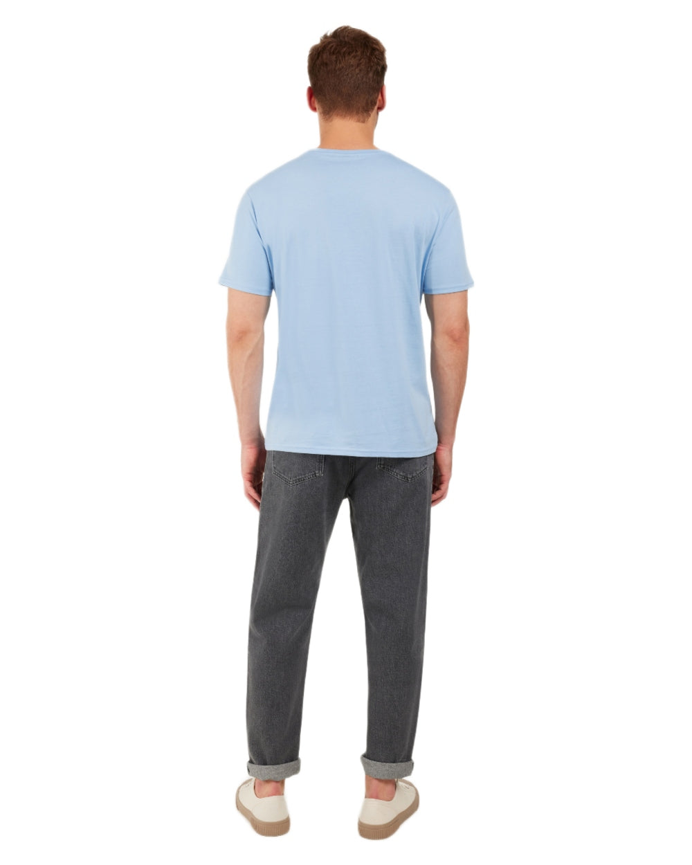 Sea Blue coloured Didriksons Mens Harald T-Shirt on white background 