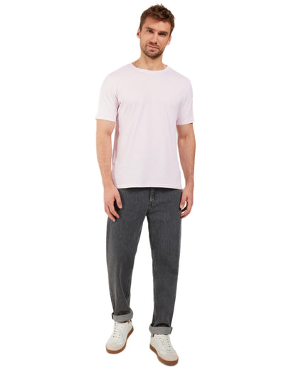 Sky Pink coloured Didriksons Mens Harald T-Shirt on white background 
