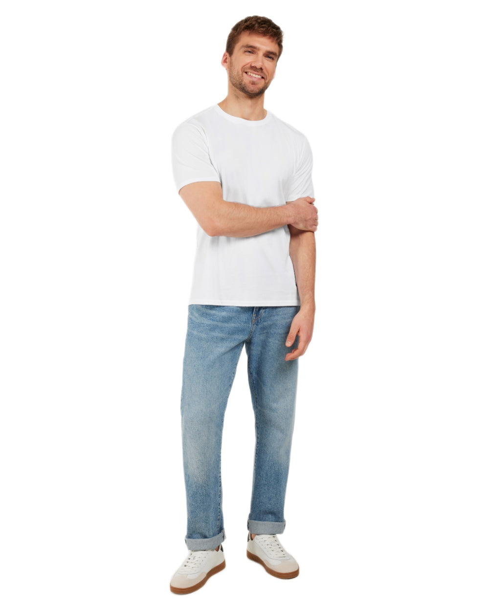 Snow White coloured Didriksons Mens Harald T-Shirt on white background 