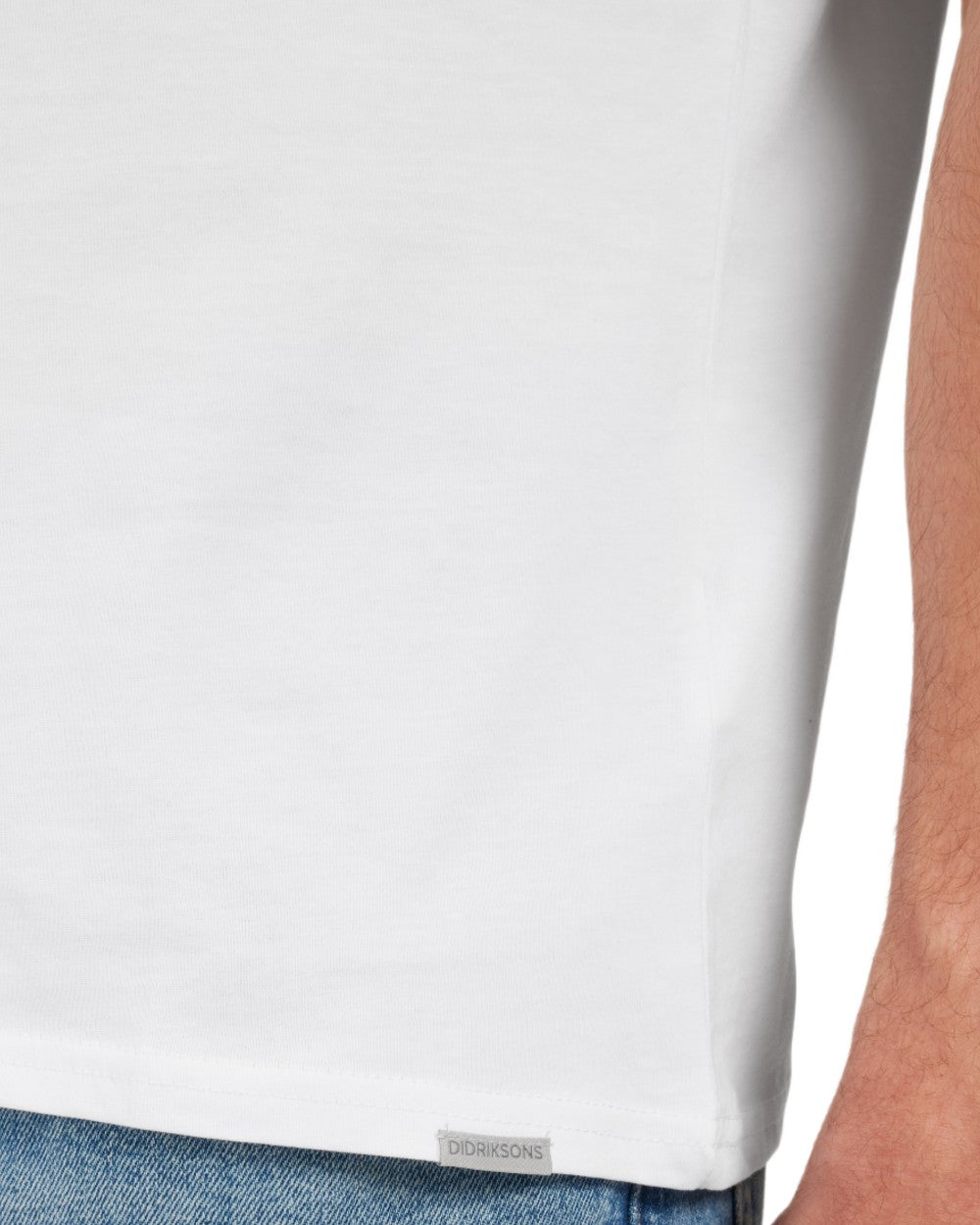 Snow White coloured Didriksons Mens Harald T-Shirt on white background 