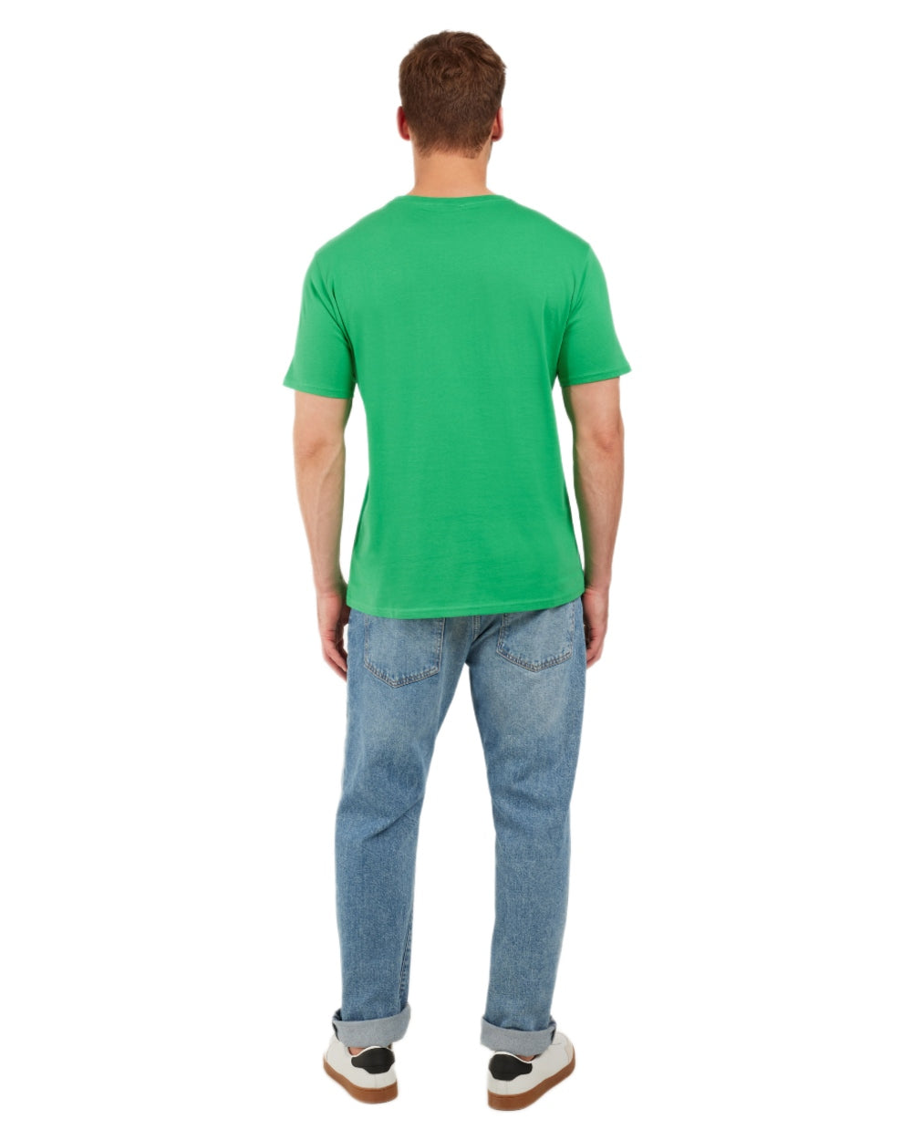Summer Green coloured Didriksons Mens Harald T-Shirt on white background 