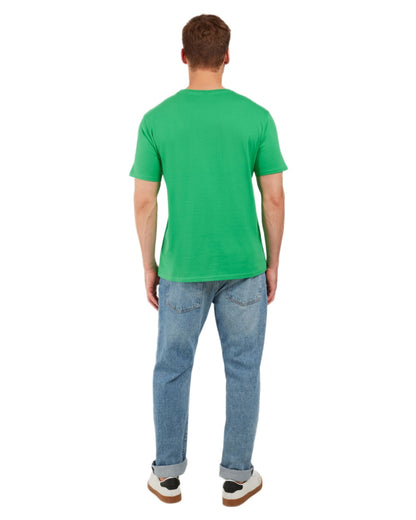 Summer Green coloured Didriksons Mens Harald T-Shirt on white background 