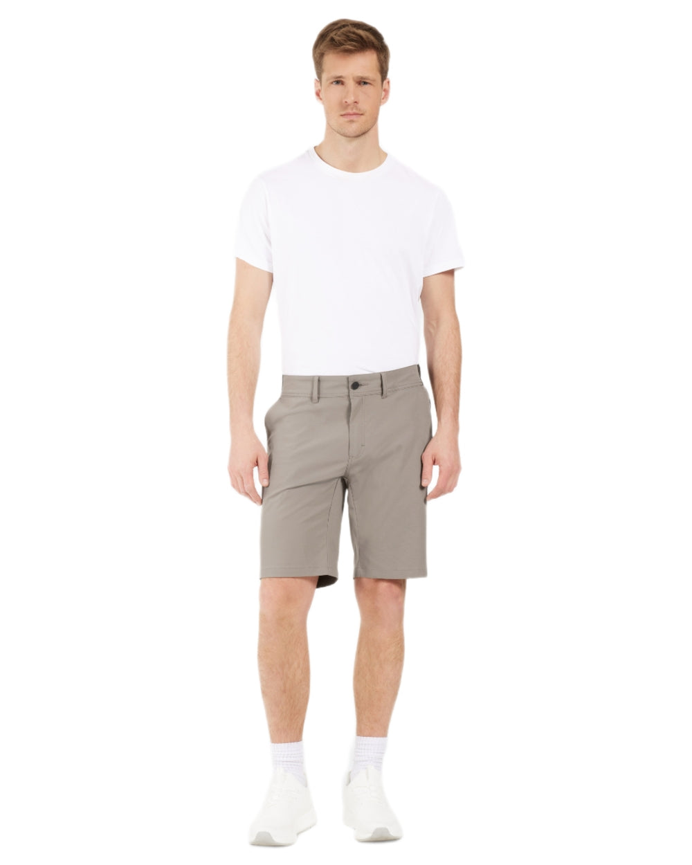 Ash Brown coloured Didriksons Mens Ian Shorts on white background 