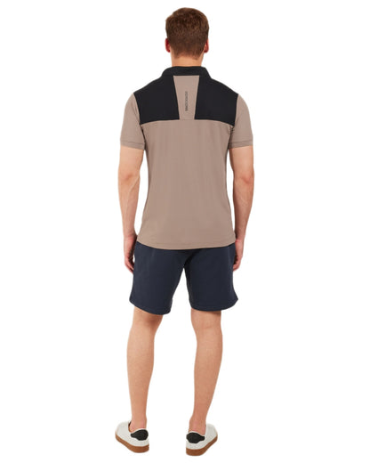 Ash Brown coloured Didriksons Mens Jack Polo T-Shirt on white background 