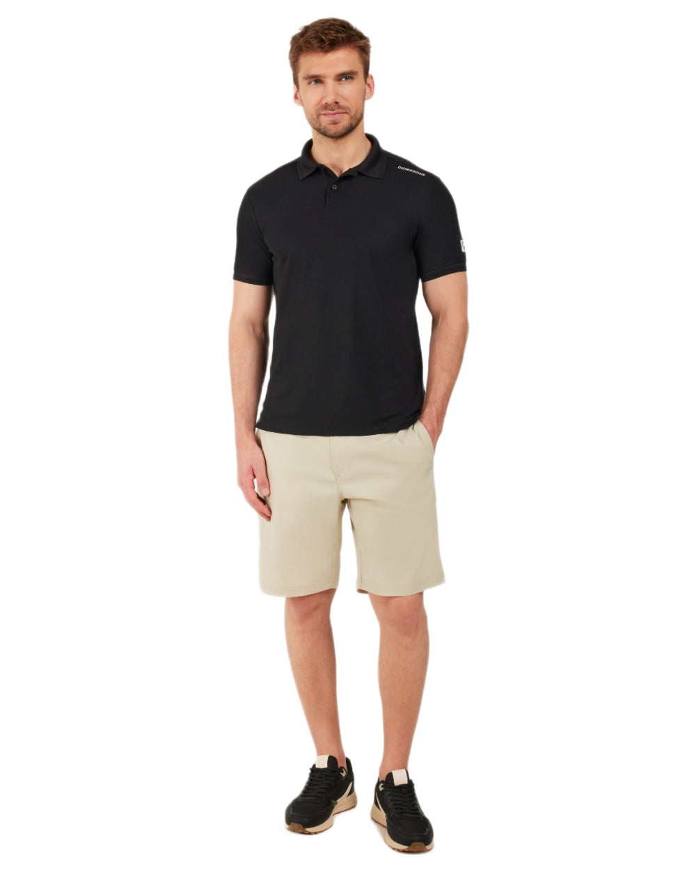 Black coloured Didriksons Mens Jack Polo T-Shirt on white background 
