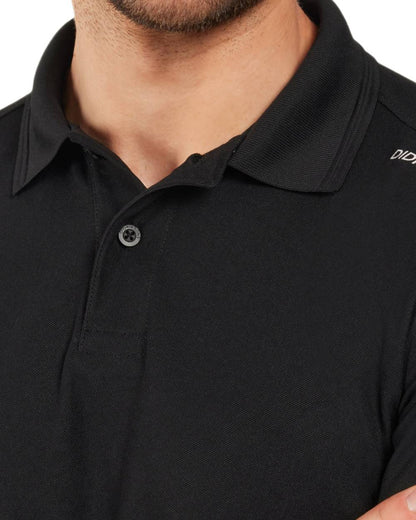 Black coloured Didriksons Mens Jack Polo T-Shirt on white background 