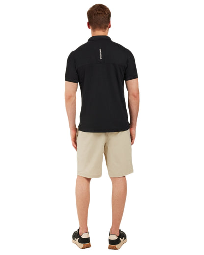 Black coloured Didriksons Mens Jack Polo T-Shirt on white background 