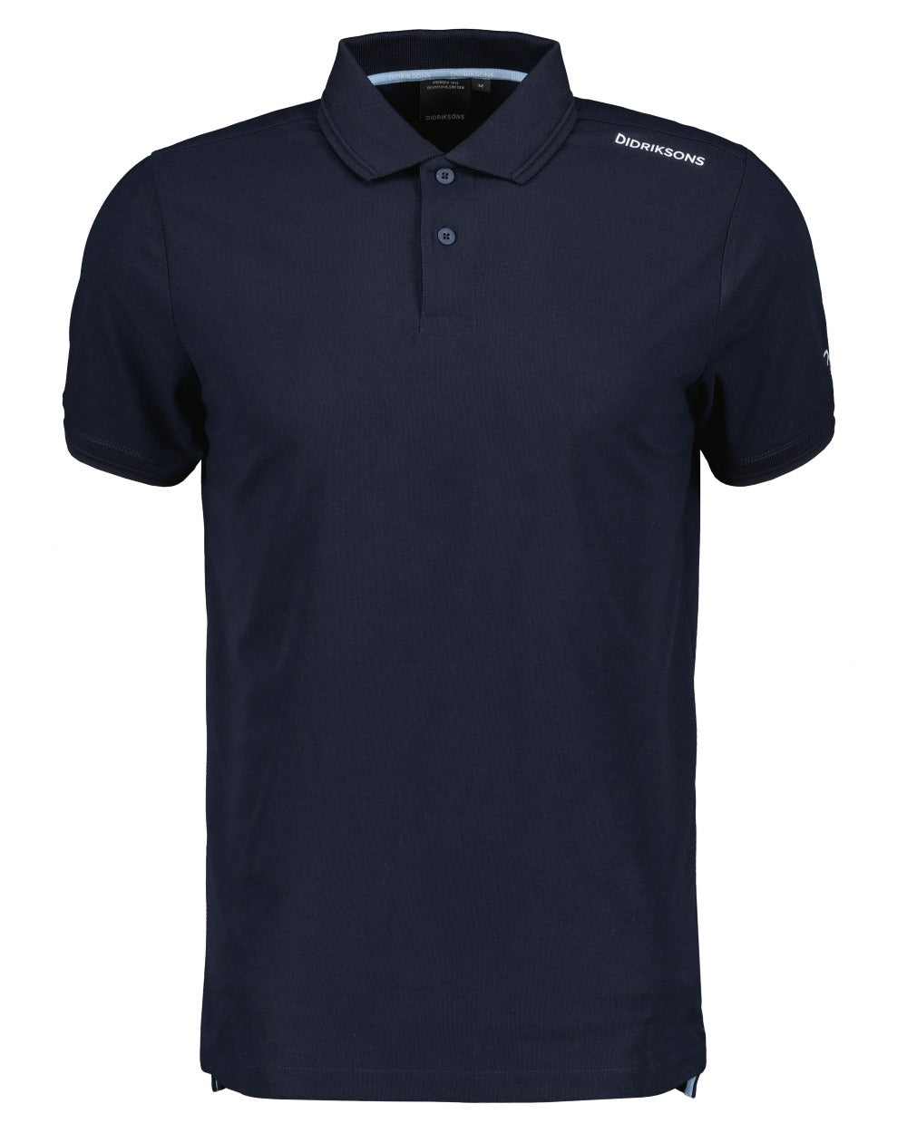 Dark Night Blue coloured Didriksons Mens Jack Polo T-Shirt on white background 