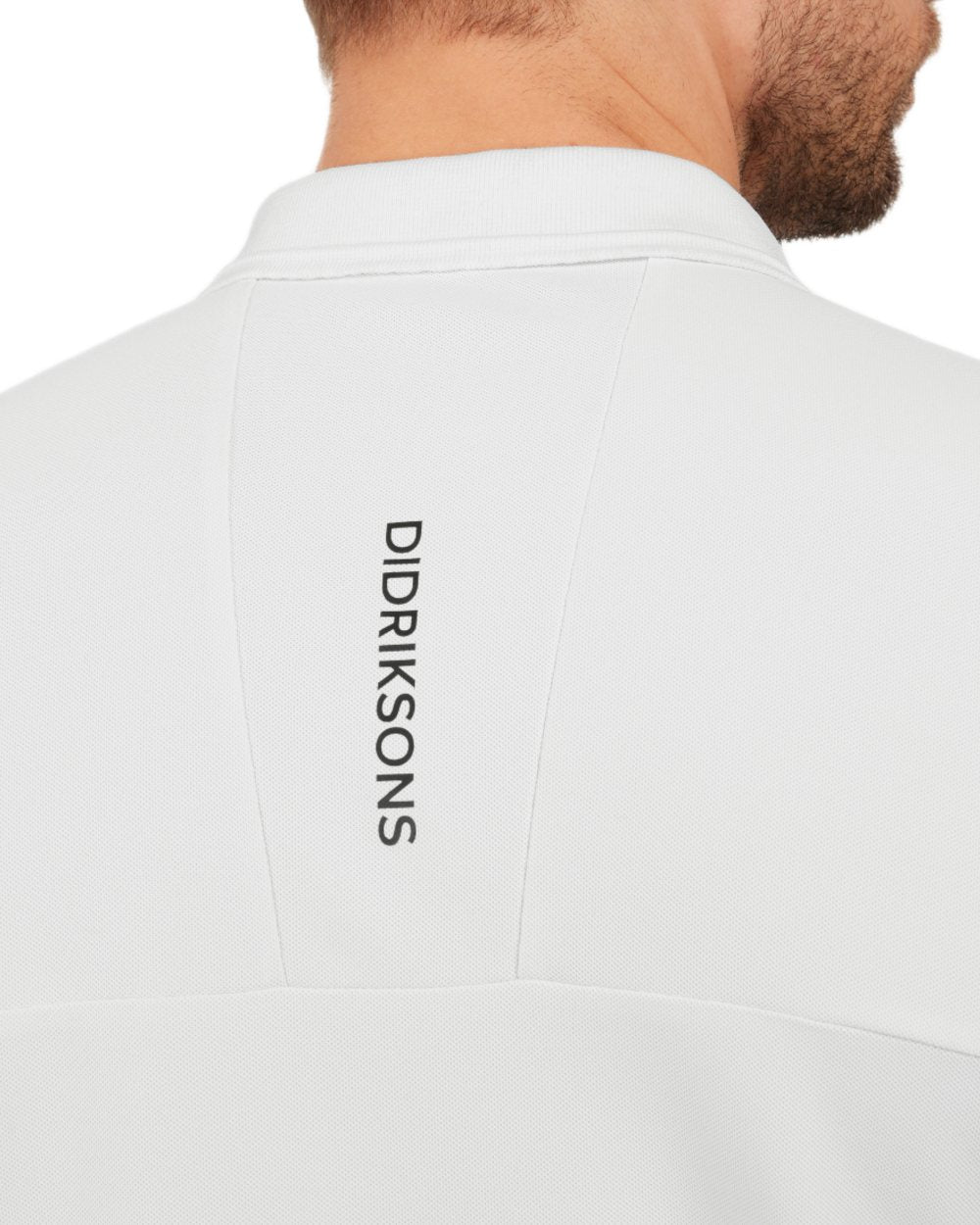 Snow White coloured Didriksons Mens Jack Polo T-Shirt on white background 