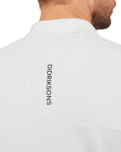 Snow White coloured Didriksons Mens Jack Polo T-Shirt on white background 