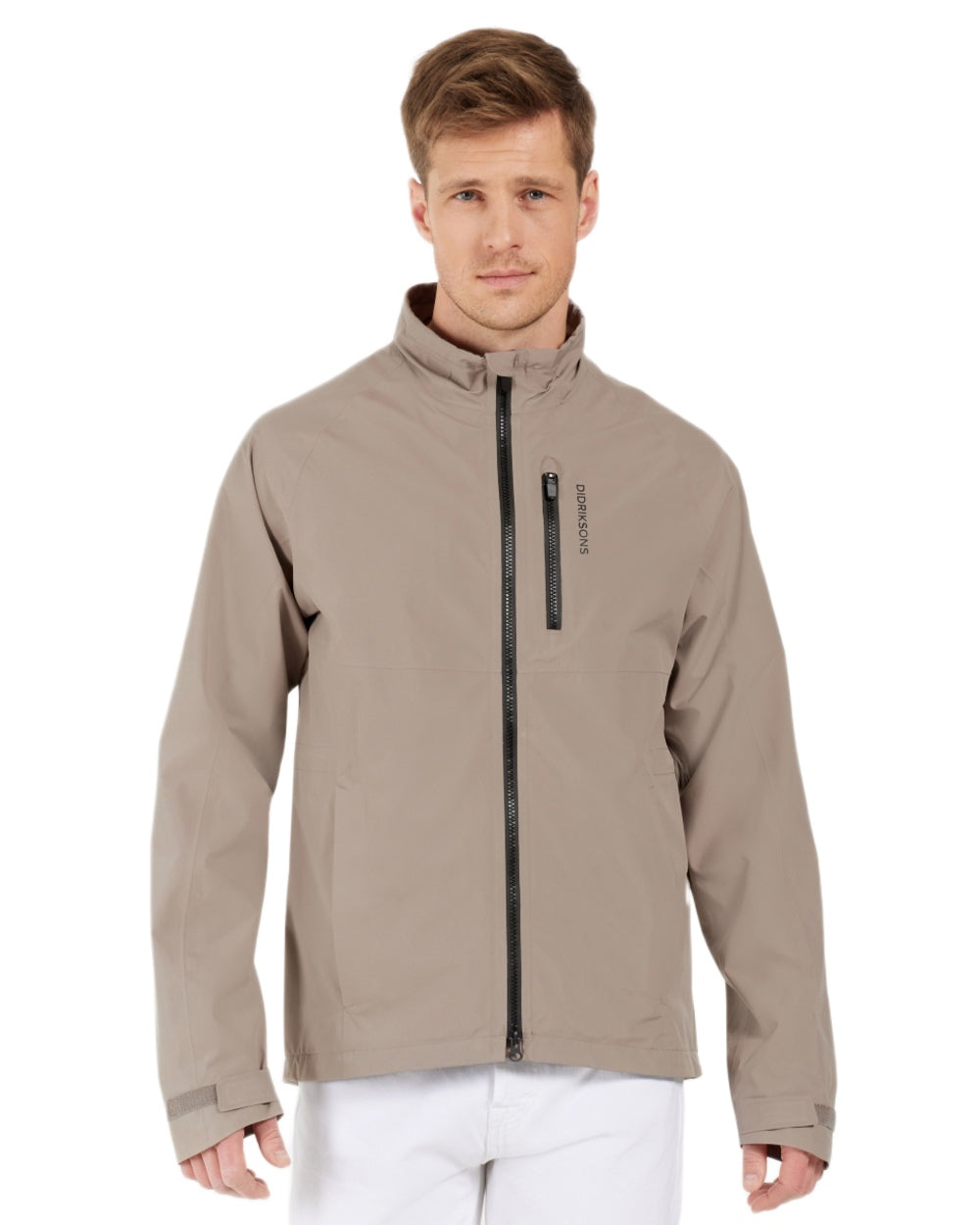 Ash Brown coloured Didriksons Mens Jesper Jacket on white background 